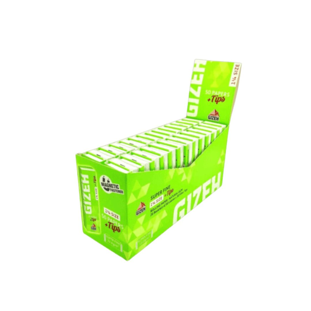 Gizeh Super Fine 1¼ p x50 papeles + 50 Tips — pack x26 und.